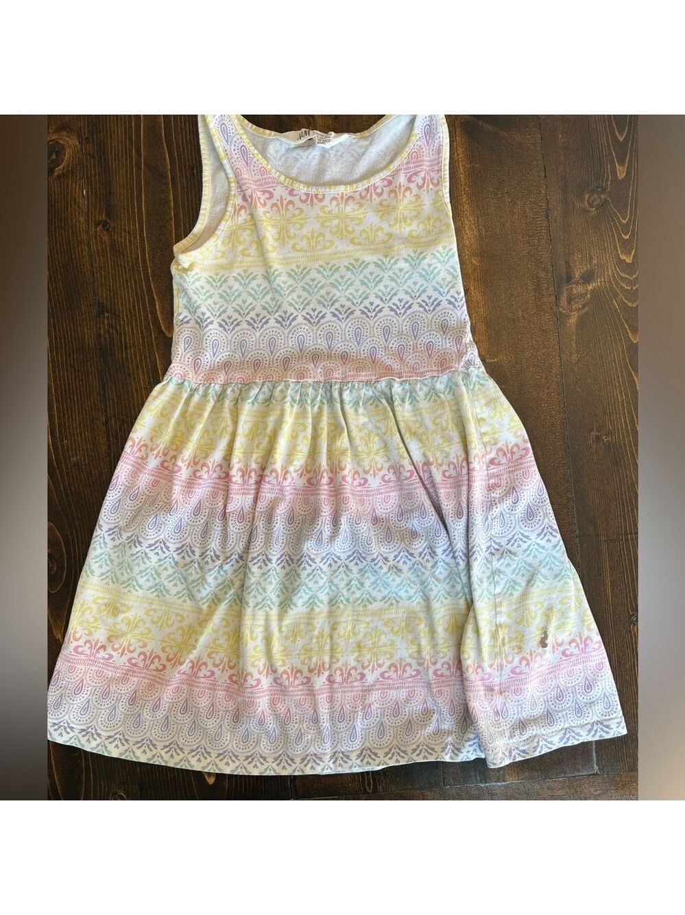 H&M Yellow and Pink Patterned Dress Sz. 6-8Y
